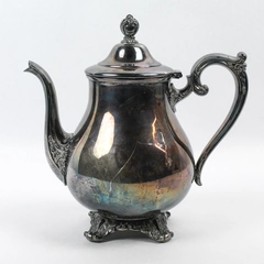 Antique 1902 Wm Rogers & Son Victorian Rose Silver Teapot 9"
