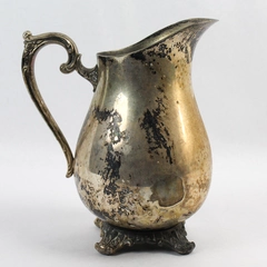 Antique 1917 Wm Rogers & Son Victorian Rose Silver Pitcher 9"