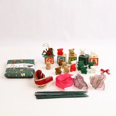 Lot of Wood Letter Blocks & Teddy Bear Christmas Craft Supplies