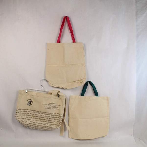 Lot of 3 Beige Canvas Tote Bags with Floral & Graphic Designs Reusable