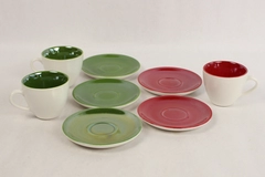 Lot of 8 Starbucks 2005 Coffee Espresso Cups & Saucers Red Green White