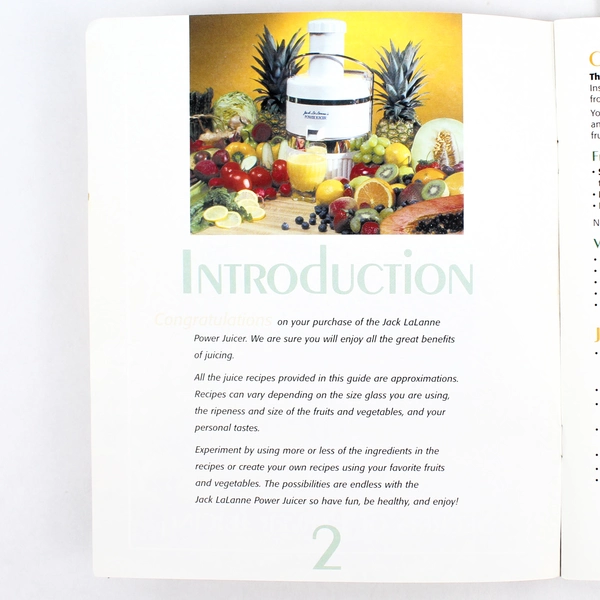 Set of 2 Jack LaLanne's Power Juicer Recipe Paperback Booklets