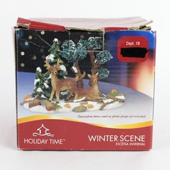 Holiday Time Winter Scene Deer in Forest Figure 3" Christmas Decor