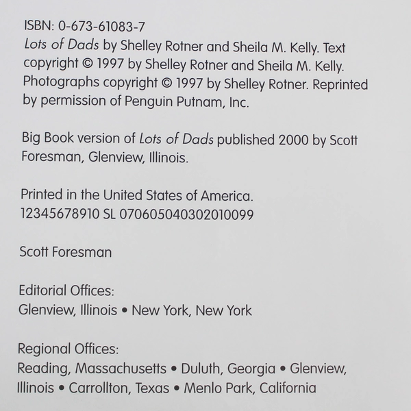 Scott Foresman Reading Big Book Lots of Dads by Rotner & Kelly Pre-Owned