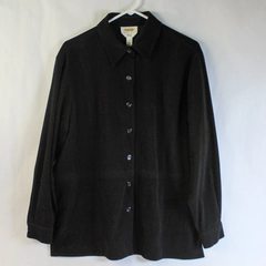 Talbots Petites Stretch Blazer Jacket Women's Size L Black Long Sleeve