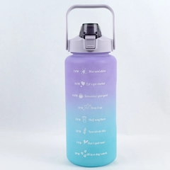 Purple and Blue Ombre Motivational Plastic Water Bottle With Handle 64 Oz.