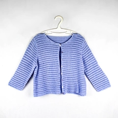 Handmade Crochet Cardigan Sweater 3/4 Sleeve Purple Women's Size XS
