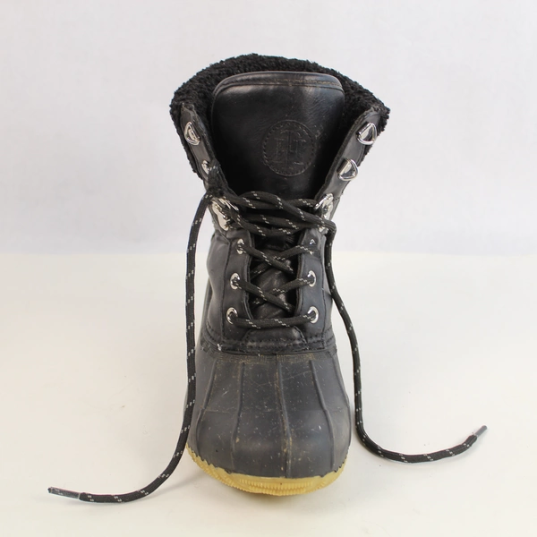 Tommy Hilfiger Women's 8M Black Rain Boots Waterproof Lace Up Winter Pre-owned