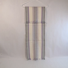 Southwestern Sarape Scarf Wrap White Purple Gray Fringe 42" Long 12" Wide
