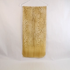 Vintage Cream Tan Dune Waves Semi-Sheer Chiffon Scarf Wrap Shawl 62.5"