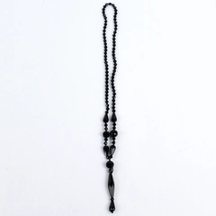 Vintage Black Glass Bead Necklace 16 Inch