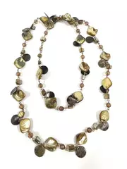 Brown Abalone Shell and Bead Necklace 43 Inch
