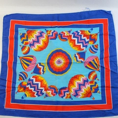 Vtg Wamcraft Colorfast Hot Air Balloon Bandana Handkerchief USA 20"x20"
