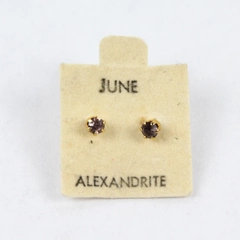 European Crystals Alexandrite June Birthstone Stud Earrings in Gold Tone