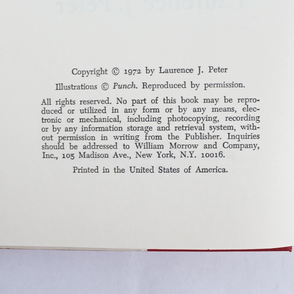 The Peter Prescription by Dr. Laurence J. Peter 1972 William Morrow & Co. HC DJ