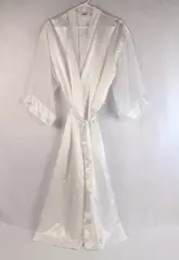 Vintage LA Intimates White Satin Robe with Sheer Mesh Sleeves Women's Size M