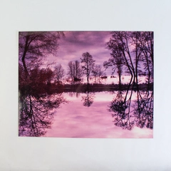 Vintage 11x14 Purple Sky Lake Landscape Photograph Nature Scene Art Print
