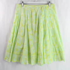Liz Claiborn Neon Green Polka Dot Pattern Cotton Midi Skirt Women's Size 10