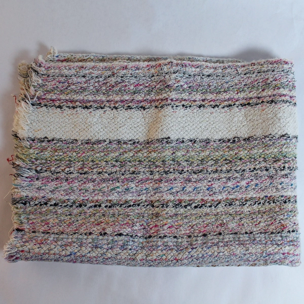 Woven Cream Black Pink Blue Fringe End Accent Rug Boho Kitchen Bathroom Decor
