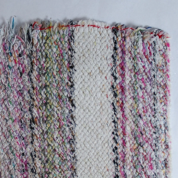 Woven Cream Black Pink Blue Fringe End Accent Rug Boho Kitchen Bathroom Decor