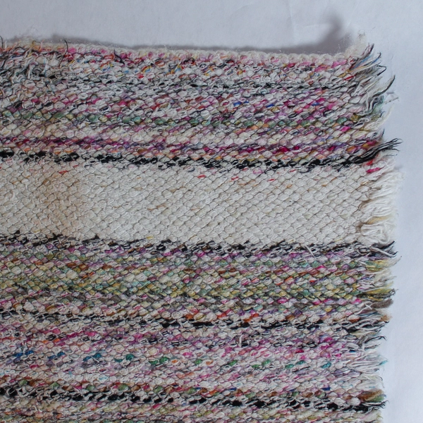 Woven Cream Black Pink Blue Fringe End Accent Rug Boho Kitchen Bathroom Decor