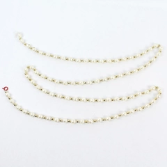Cream Opalescent & Gold Plastic Beaded Garland Christmas Tree Decor Over 72"
