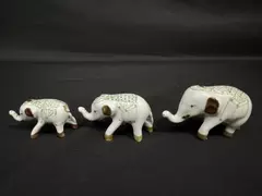 Vintage 3 Piece Porcelain Circus Elephant Family Figurine Set Thailand
