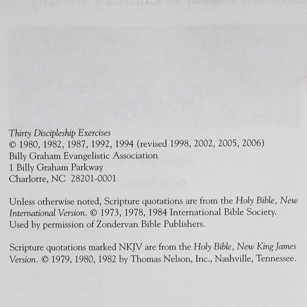 Billy Graham 2006 Thirty Discipleship Exercises Book Good Condition