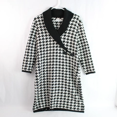 Calvin Klein Black and White Houndstooth Knit Dress Women's Size XL