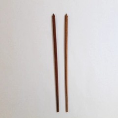 Vintage Brown Wood Chopsticks Set 10" Natural Grain Round Pointed Tips