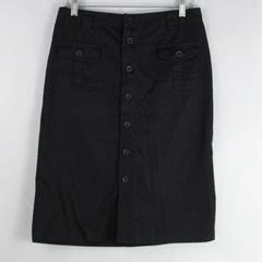 Gap Khakis Black Button Up Front Skirt Women's Size 8 Straight 100% Cotton