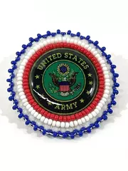 United States Army Beaded Pin Medallion 1.75" Collectible Militaria