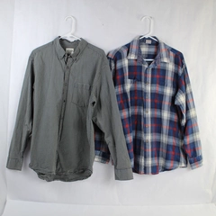 Lot of 2 Men's Size L Shirts Old Navy & Windridge Plaid Long Sleeve Tops