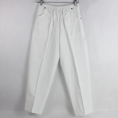 American Sweetheart Women's White Denim 100% Cotton Elastic Waist Pants Size 8P