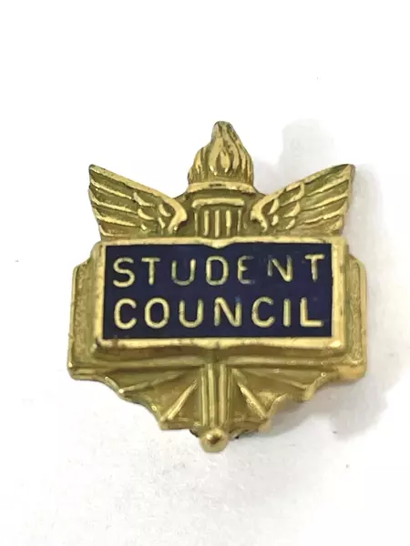 Lot of 2 Vintage Student Council & Government Pins Brass & Sterling Silver