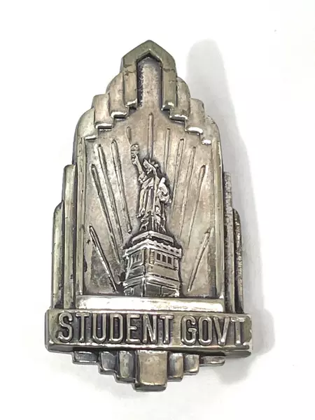 Lot of 2 Vintage Student Council & Government Pins Brass & Sterling Silver