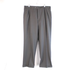 George Slacks Dress Pants Men's 40x32 Black Pleated Professional Cuffs