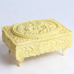 Vintage Footed Celluloid Plastic Jewelry Trinket Box