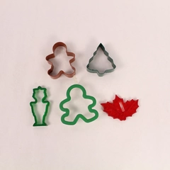 Lot of 5 Red and Green Christmas Cookie Cutters Gingerbread Man Nutcracker Tree