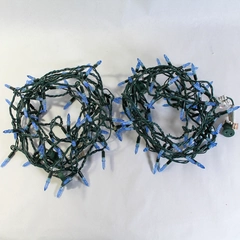 Lot of 2 Strands 60 Blue Faceted Bulbs Christmas Lights 20ft Indoor Outdoor
