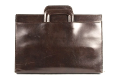 Vintage C&C Brown Leather Zip Close Briefcase with A7 3 Ring Binder Insert Work