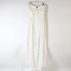 LA Class Long White Summer Dress Women's Size L Sleeveless Halter Neck