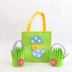 Lot of 3 Felt Easter Basket Bags 2 Mini Baskets & 1 Small Chick Bag