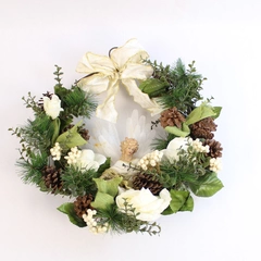 Heavenly Light Angel Pine Christmas Wreath 14" Door Wall Decor As-Is
