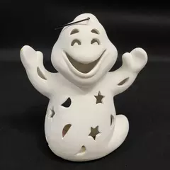 1999 Spooky Hollow Ghost Tealight Candle Holder Lantern Moon And Star Cutouts