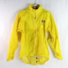 REI Neon Yellow Windbreaker Jacket Packable Back Pocket Women's Size XS Full Zip