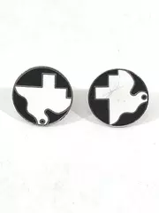 Vintage Men's Cufflinks White Enamel Doves on Black Silver-Tone Lot of 2