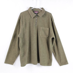 Vintage Old Navy Men's L Pullover Fleece Jacket Green 1/4 Zip Long Sleeve