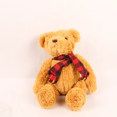 2016 Jo-ann J Bear Ollie Plush 11" Soft Brown with Red Black Plaid Scarf