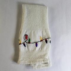 DII Cotton Waffle Knit Tea Towel with Embroidered Christmas Lights 26"x16"